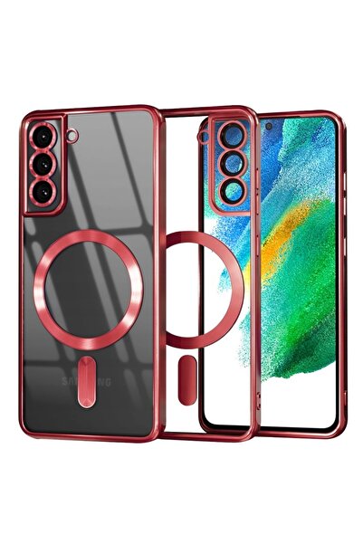 SKYDDAR INNOVATION Case for Samsung Galaxy S21 FE 5G, Luxury Shield Magsafe, Shockproof Protection, sticker set, Red