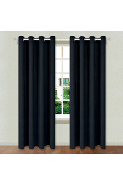 OEM Decorative curtain made of fabric with rings, size 140 x 260 cm, Black