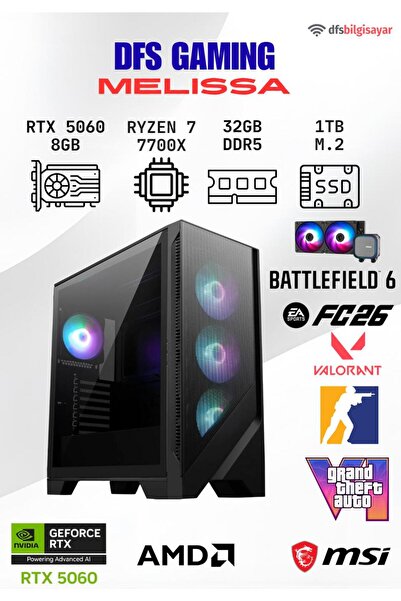 MSI DFS GAMING MELISSA RYZEN 7 7700X-B650M-RTX 5060-32GB DDR5 RAM-1TB M.2 SSD...