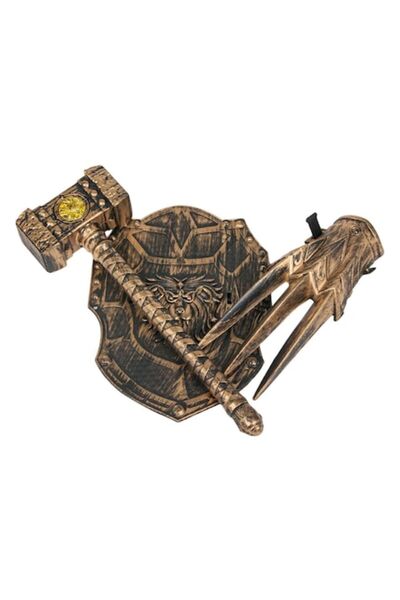 OEM Set de armură vikingă, ciocan, scut, gheară pentru copii de peste 3 ani, ...