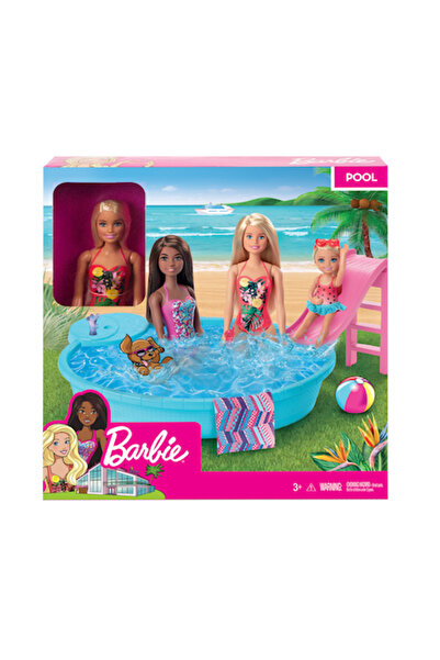 Barbie Set de joacă - Păpușă cu piscină și accesorii