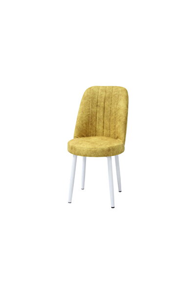 ARTA DOOR Set of 2 Cronos Chairs Yellow White Leg, HORECA, Living, dining - Metal Leg - Textile Material