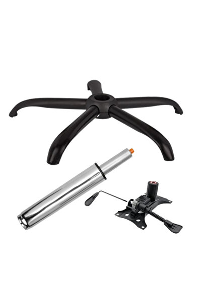 Depox Sada kovové vyvažovací desky 25 x 15 cm, základna 64 cm a pístového válce, plynového, pro kancelářské židle, 35 cm