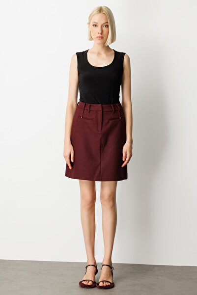 Ekol Aksesuar Detaylı Mini Kaşe Etek