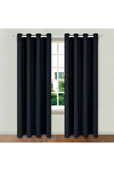 OEM Decorative curtain made of fabric with rings, size 140 x 260 cm, Black