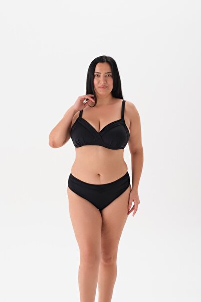 Eros Büyük Beden Kaplı ToparlayıcıSiyah Bikini Takım
