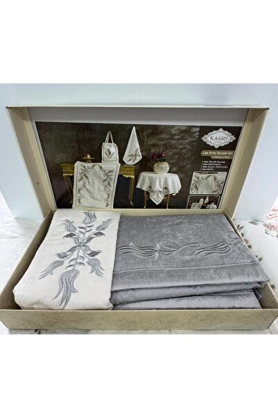 kasso home Lale Seccade Seti-GRİ/Gold 4 Parça