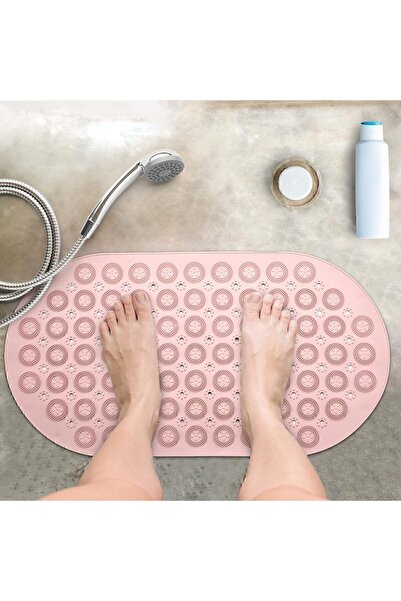 ALBBEK 2 Pieces Massage Bath Mat Bathroom & Shower Anti-Slip Pink Color Massage Model Bath Mat A-142