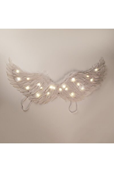 OEM Angel Wings with LED, White, 65x35 cm, Elastic Straps, Battery Included