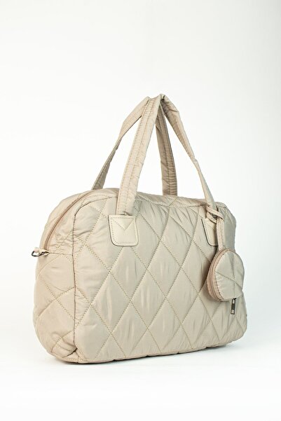 DİYKAYA Kadın Vizon Puf Kapitone Desenli Cüzdanlı Valiz El Ve Omuz Çanta