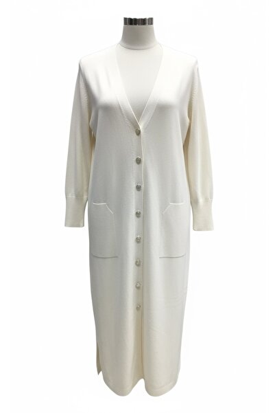 ECE GİYİM Women's Buttoned Front V-Neck Pocketed Seasonal Cardigan