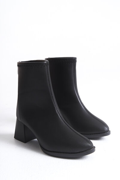 Melacomfort Γυναικείες μαύρες δερμάτινες μπότες με αντιολισθητική σόλα με μυτ...