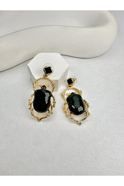 Kius Special Series Gold Black Design Earrings