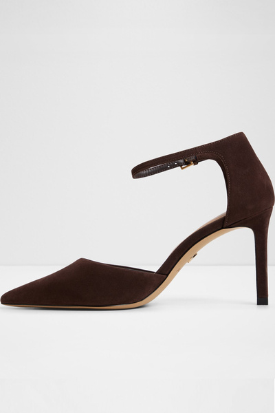 Aldo Merlo - Women's Tan Genuine Nubuck Thin Heeled Buckle Shoes