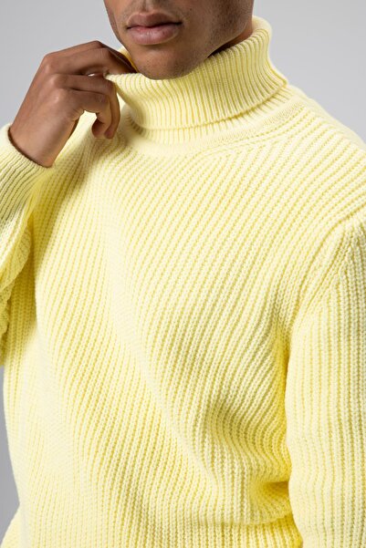 VAMOSCLO Oversize Triko Boğazlı Kazak Sarı