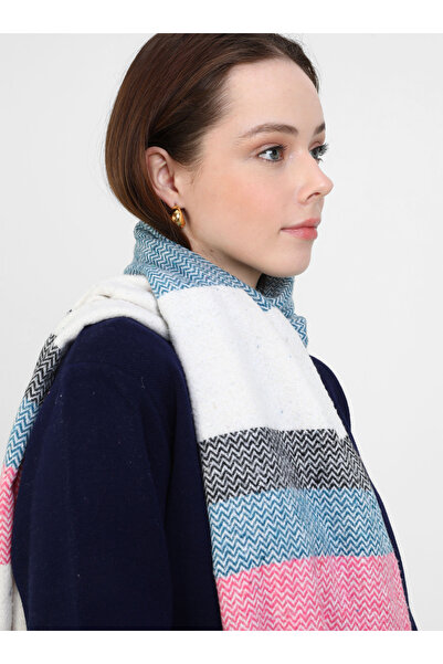 Tuva Patterned Shoulder Shawl - Blue - Pink -