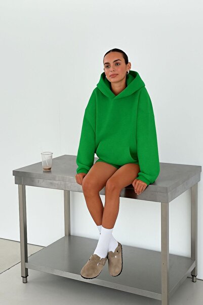 E-ROMA Hanorac unisex cu glugă, imprimat, din bumbac pieptănat cu 3 fire