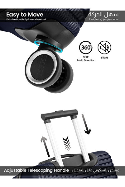 PARAJOHN Strato Lightweight Abs Hard Side 8 Spinner Wheels Luggage Checked-in Trolley Bag With Lock - 28 Inch