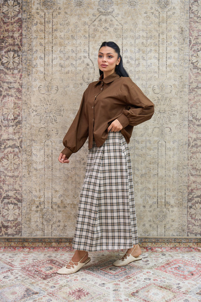 KÜÇÜĞÜM BUTİK Πουκάμισο από ποπλίνα καφέ