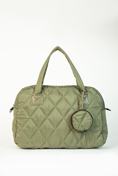 DİYKAYA Kadın Yeşil Puf Kapitone Desenli Cüzdanlı Valiz El Ve Omuz Çanta