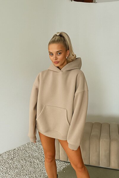 BENROMA سترة رياضية بقلنسوة مطبوعة من القطن الممشط بثلاثة خيوط للجنسين