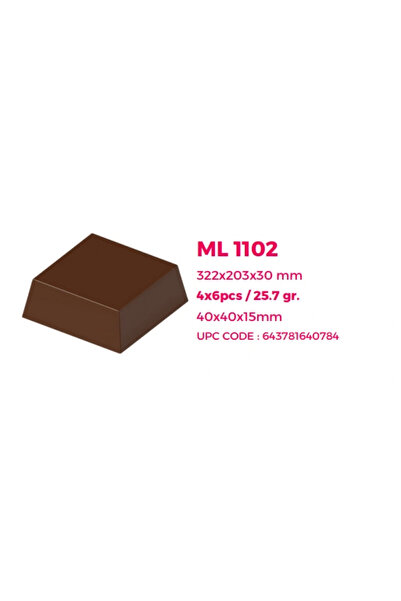 artizanmutfak Mouldland Polycarbonate Square Praline Chocolate Mold 25.7 Gr | Ml-1102