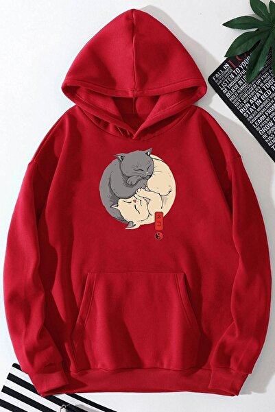 trendypassion سويت شيرت مطبوع عليه قطط يين يانغ