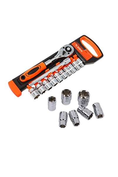 OEM Tubular Socket Wrench Set 8-24 mm, 12 pieces, Silver/Orange