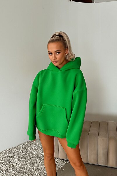 BENROMA Hanorac unisex cu glugă, imprimat, din bumbac pieptănat cu 3 fire