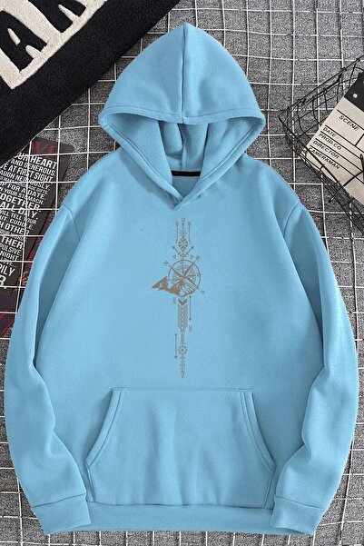 trendypassion سويت شيرت بوصلة التوقيت الزمني مطبوع قصة فضفاضة بغطاء رأس