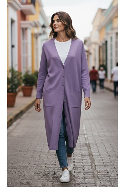 ECE GİYİM Women's Buttoned Front V-Neck Pocketed Seasonal Cardigan