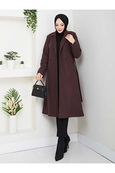 RACE FASHİON Belted Lined Cashmere Coat Rc5032