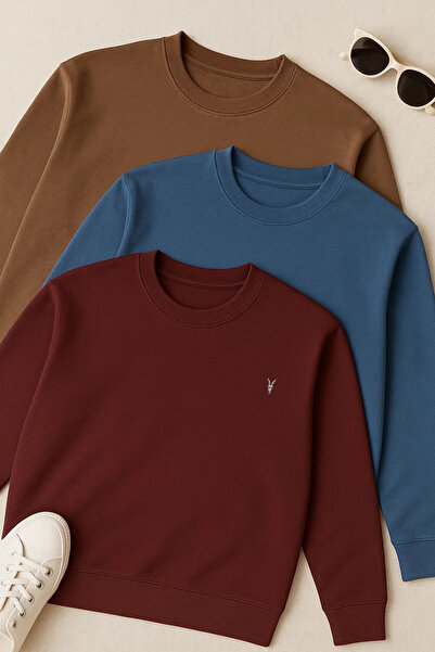 COMBİNE MİCHAİL Men's Long Sleeve Winter Comfortable 3-Piece Sweatshirt