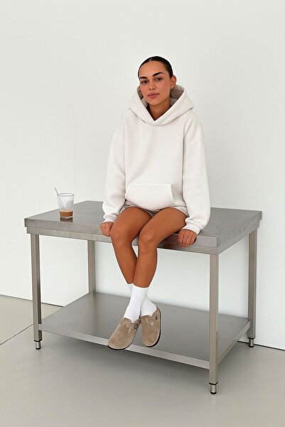 BENROMA سترة رياضية بقلنسوة مطبوعة من القطن الممشط بثلاثة خيوط للجنسين