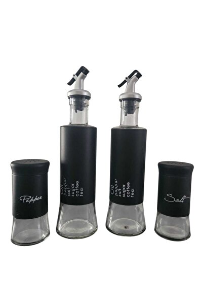 lve Olivier set, 4 glass pieces with metal stand, 2 salt/pepper containers, 2 oil/vinegar dispensers