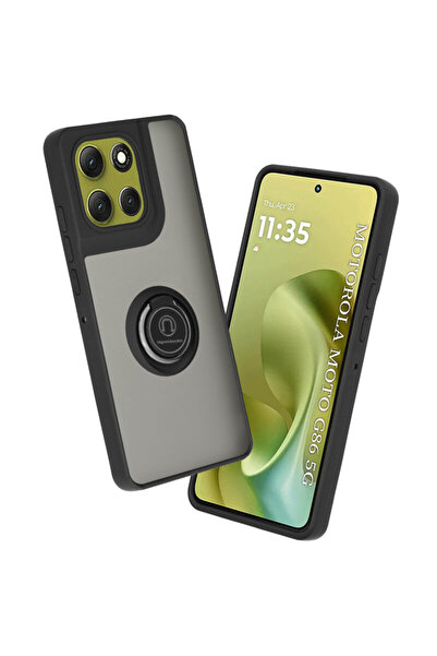 Techsuit Husă Motorola Moto G86 Glinth cu inel magnetic pentru suport, neagră