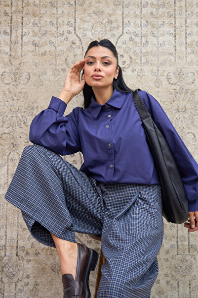 KÜÇÜĞÜM BUTİK Navy Blue Poplin Shirt