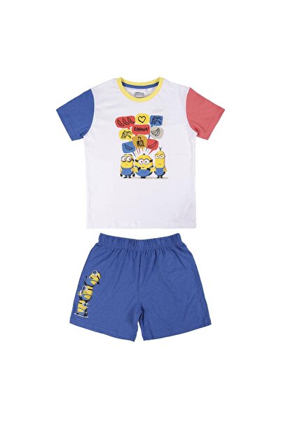 Minions Kids Pajama Set, The Rise of Gru, Age 8, 128cm, White/Blue, Short Sleeve Top & Shorts