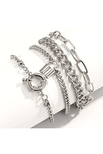 Hmd Boho Thick Silver Color Combination Bracelet
