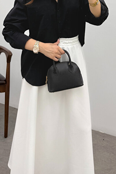 Bipantolon Women's White Elastic Waist Scuba Flared Skirt