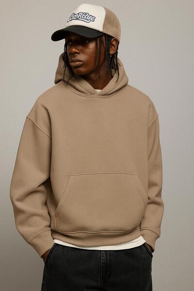 BENROMA سترة رياضية بقلنسوة مطبوعة من القطن الممشط بثلاثة خيوط للجنسين