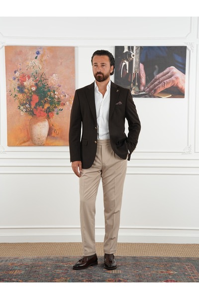 PAREZ Premium İtalyan Stil Slim Fit Erkek Punto Dikişli Yarım Astarlı Ceket XPRZCOM8332