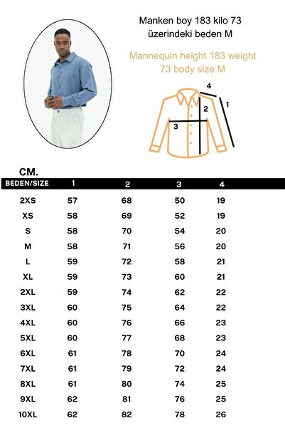 RELAXL %100 Pamuk 4 Mevsim Oversize Erkek Gömlek 2XS-10XL İndigo Mavi