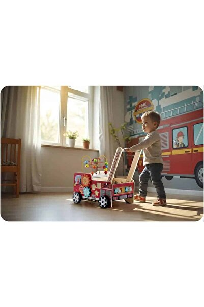 Ricokids Wooden baby walker with Montessori play activities, stable, swivel wheels,...