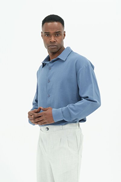 RELAXL 100% бавовна, 4 сезони, оверсайз чоловіча сорочка 2XS-10XL, індиго-синій