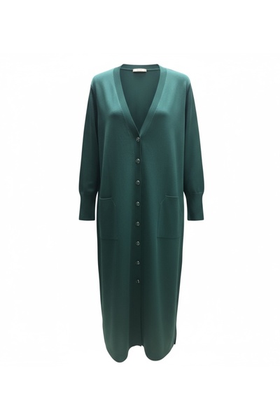 ECE GİYİM Women's Buttoned Front V-Neck Pocketed Seasonal Cardigan