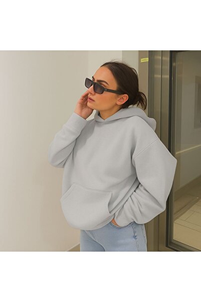 E-ROMA Hanorac unisex cu glugă, imprimat, din bumbac pieptănat cu 3 fire