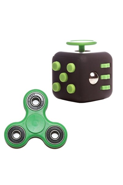 Fidget Set antistress toys: Cube black-green and Spinner
