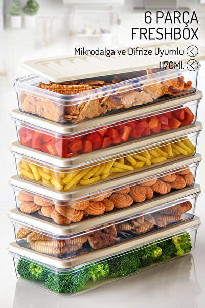Nandy Home 6 Pieces of 1170 Ml. Freshbox Storage Container Set - Microwave and Dishwasher Compatible