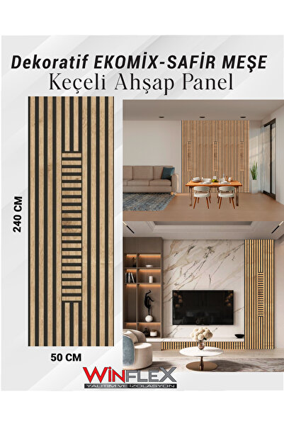 WİNFLEX EKO-MİX KEÇELİ AKUSTİK AHŞAP PANELİ – (50X240CM).